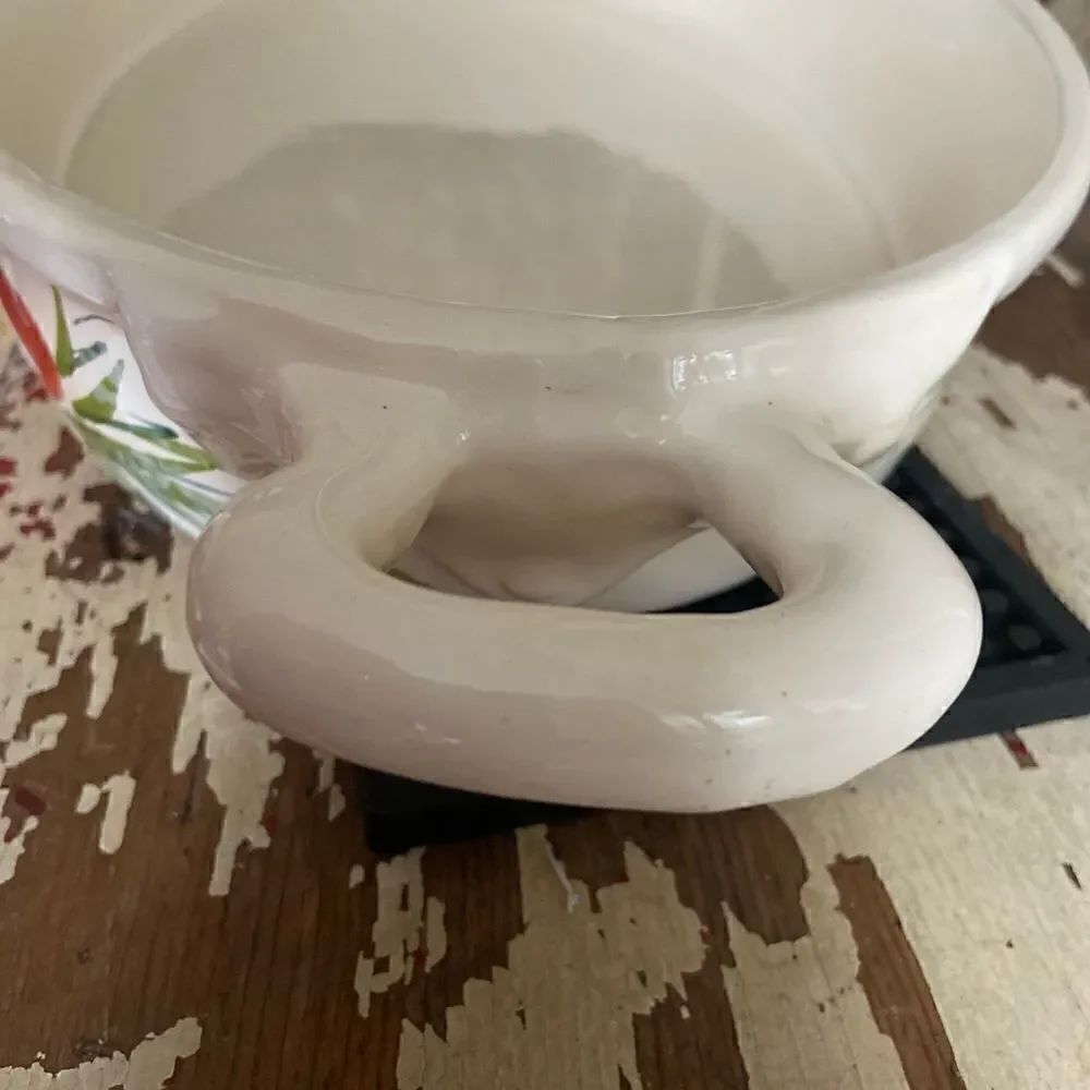 Sara Hand painted Ceramic Casserole Dish Double Handled Made in Italy Holiday